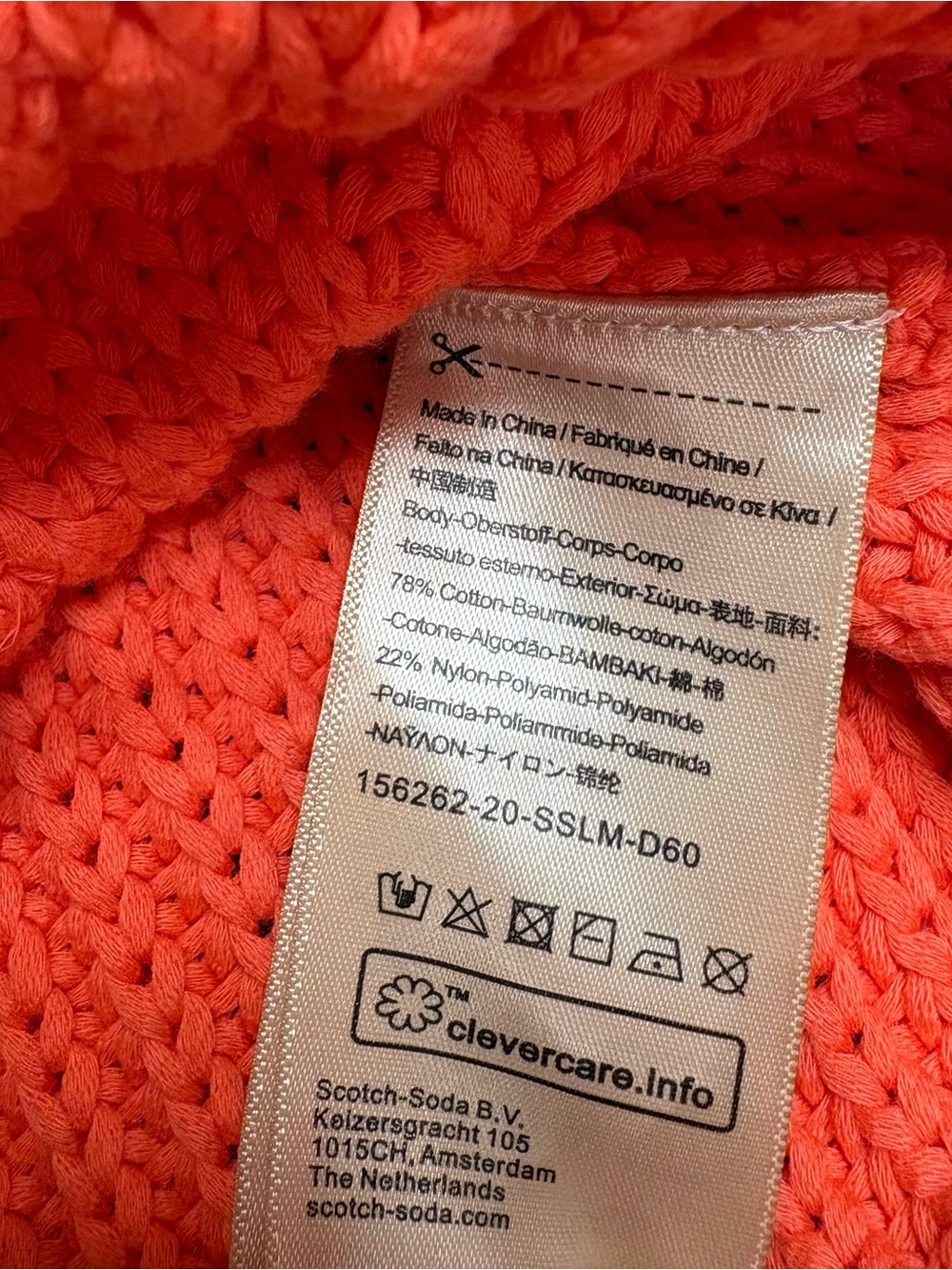 Scotch & Soda Coral Orange Quarter-Zip Knit Pullover Size S - Picture 5 of 9